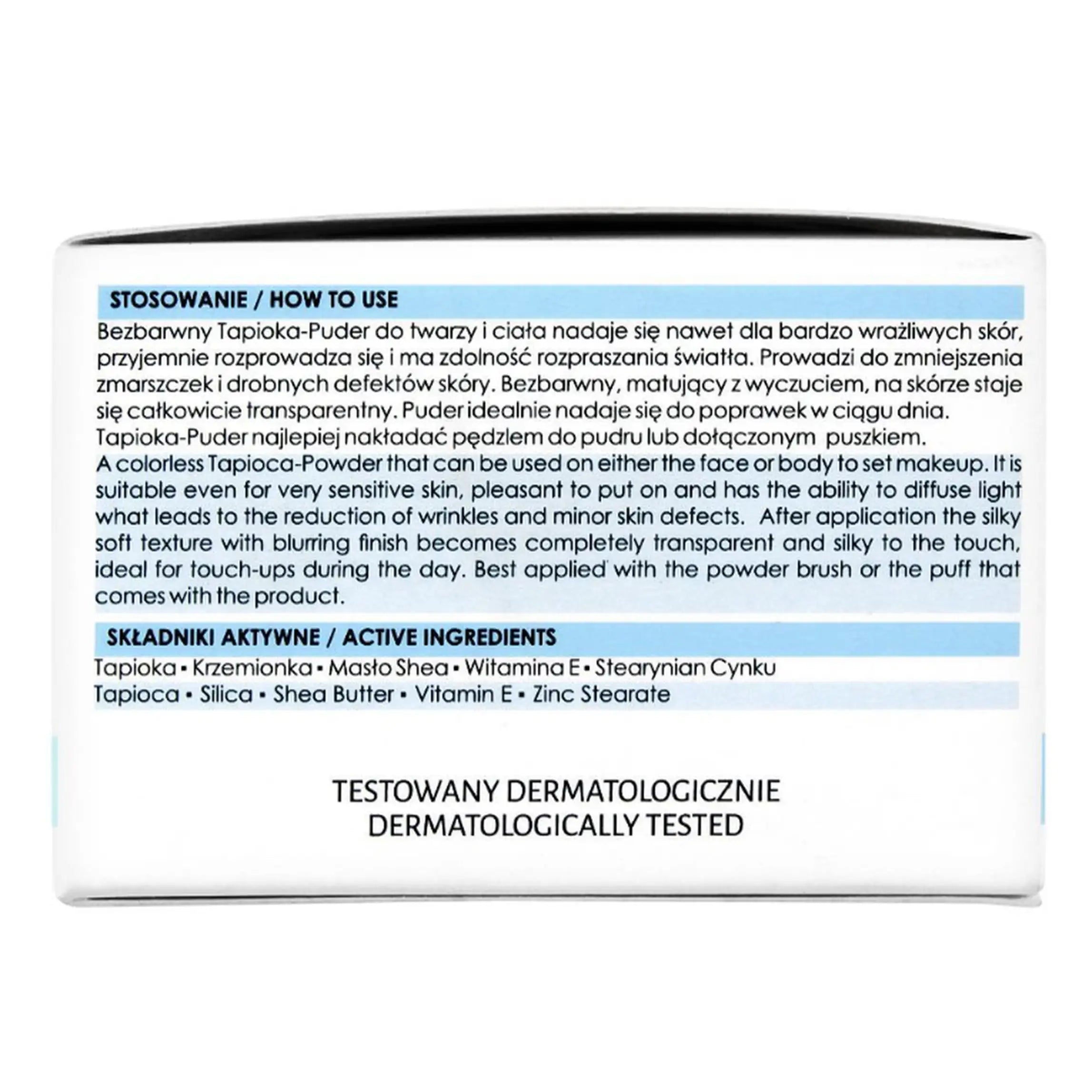 Tapioca DERMA-POWDER Loose SILKY ALABASTER, Dry & Normal Skin
